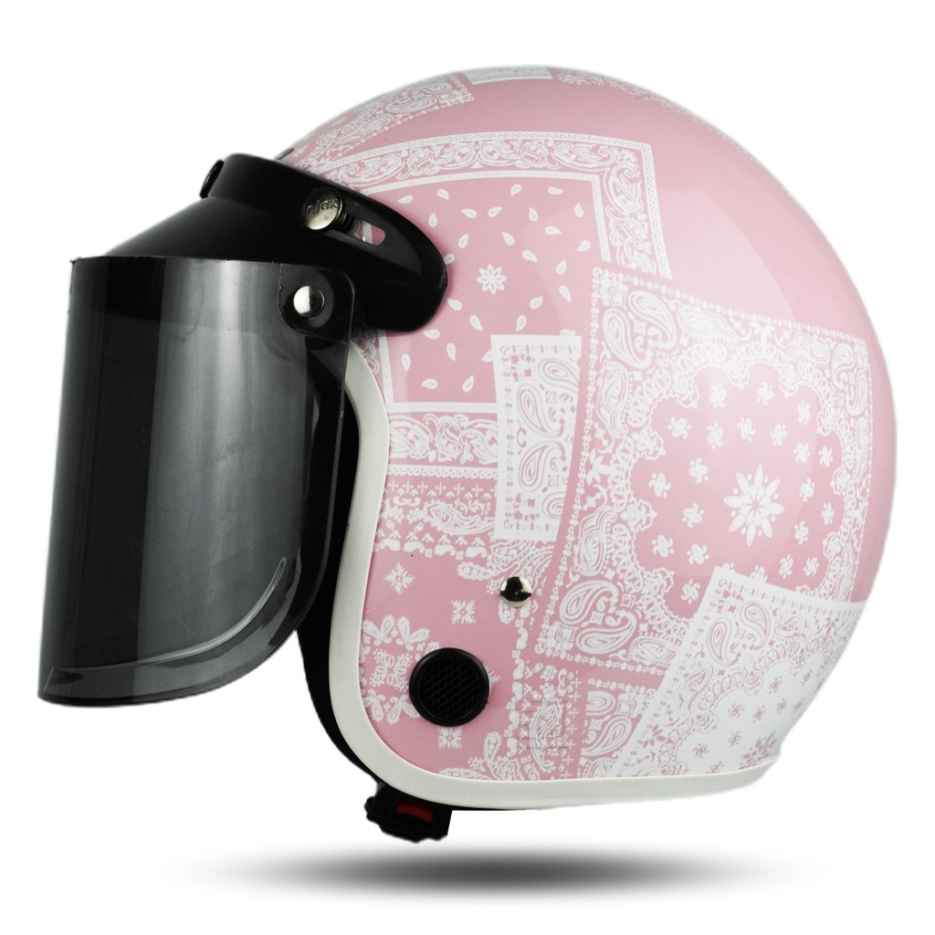 Helm Bogo Wanita Dewasa Motor Motif Paisly Full Leher