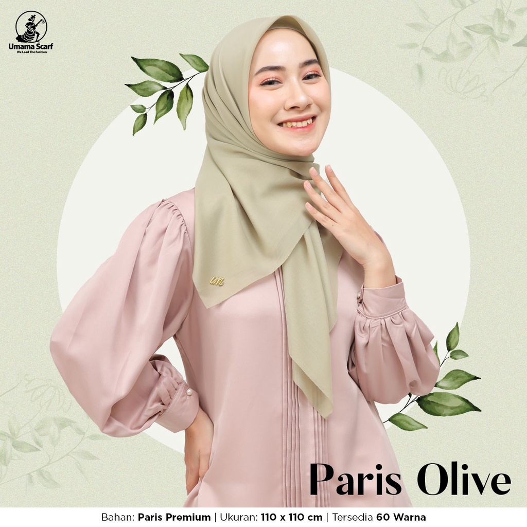 Umama Scarf - Kerudung Polos Segi Empat Paris Olive LC AFIFAH ID STORE