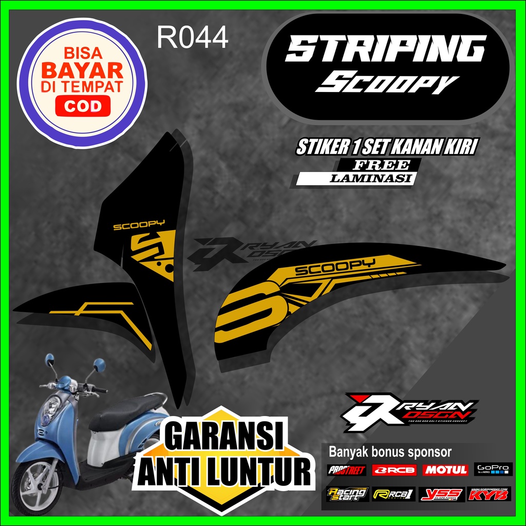 STIKER MOTOR STRIPING SCOOPY KARBU CARBU 2010 2011 2012 2013 STIKER STICKER SETIKER LIST VARIASI HON