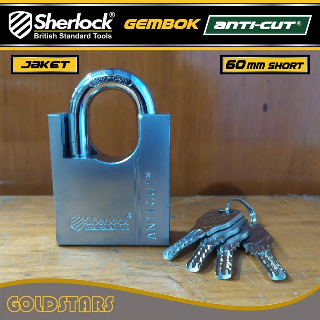 Gembok Jaket Anti Cut 60 mm Pendek Original Sherlock