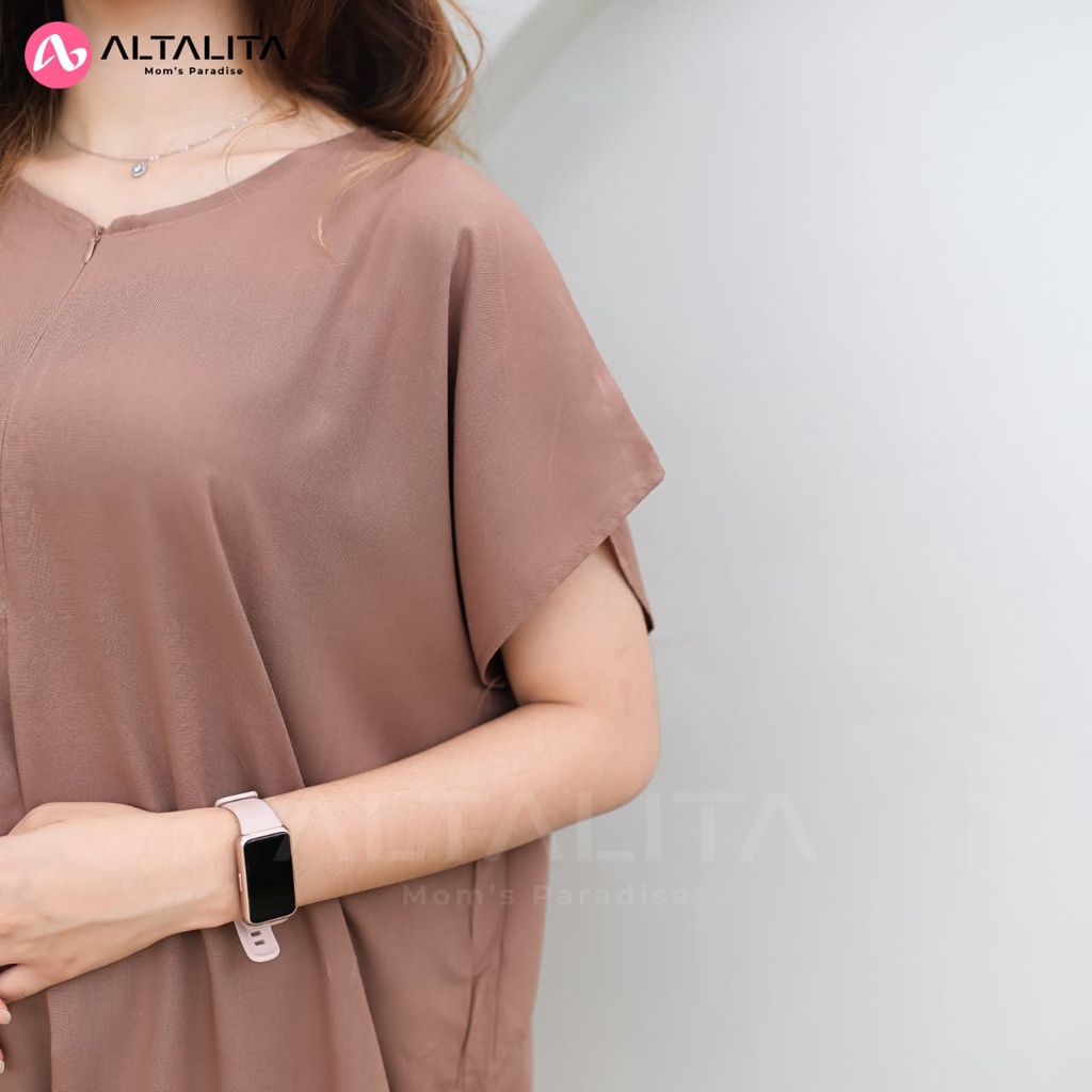 Altalita - Daster Ruffle Kekinian Polos Busui Bahan Rayon Premium | Daster Viral Busui Polos Pendek Terbaru | Daster Polos Jumbo LD 120 Rempel Bawah
