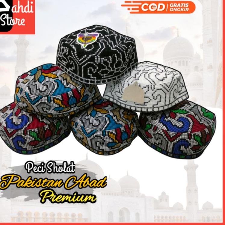 Peci Kopiah Pakistan Abad Motiv full bordil /Kopiah anak muda /Kopiah dewasa /Kopiah Rajut /Songkok 