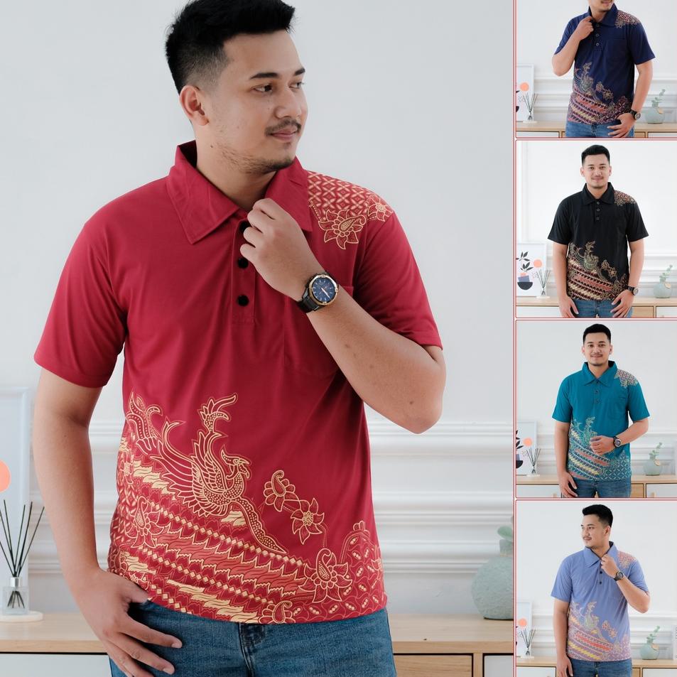 Baru Irit kaos KERAH polo katun batik burung (ADA KANTONG)