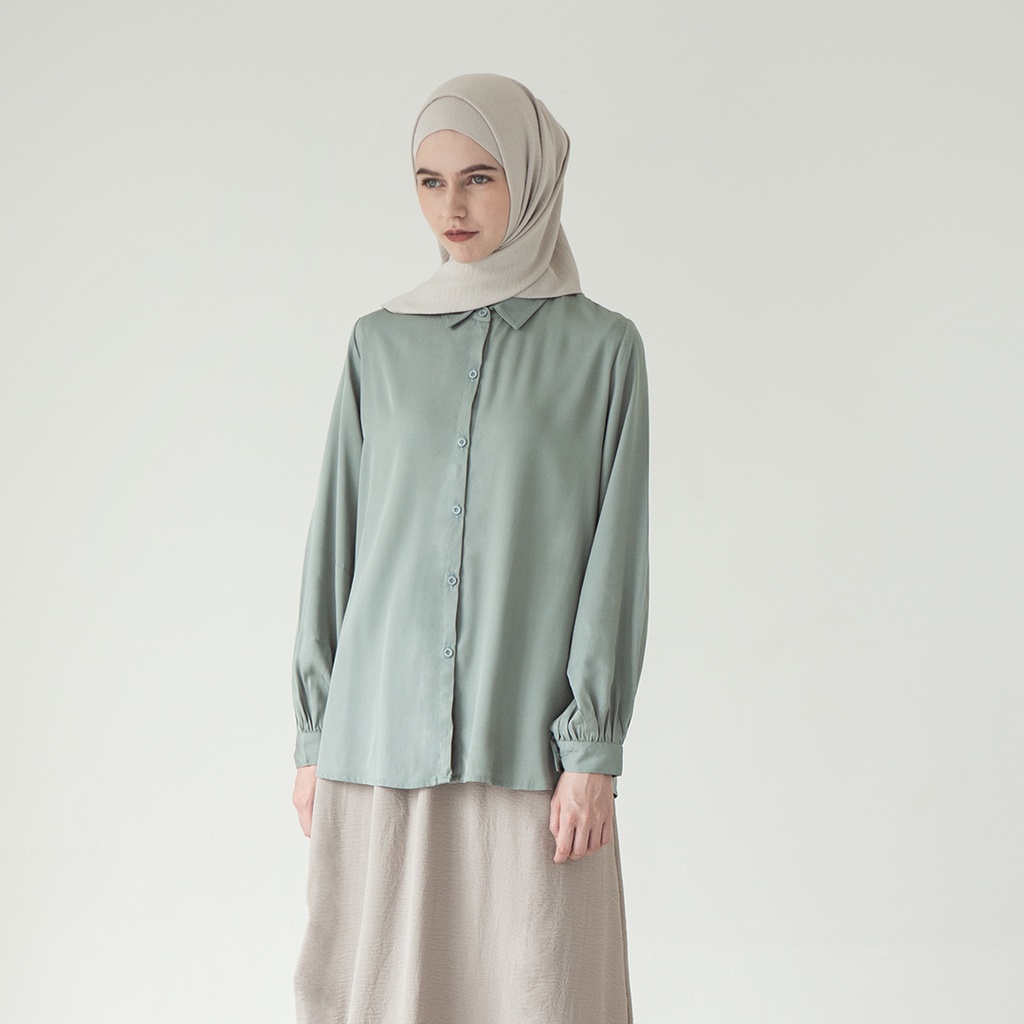 Darya by Aska Label - Kemeja wanita rayon viscose atasan blouse basic lengan panjang