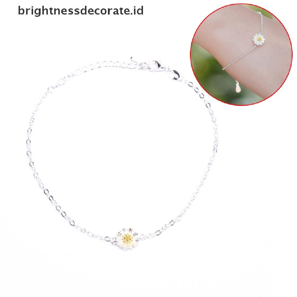 [Birth] Gelang Chian Bunga Daisy Kecil Cantik Simple Charm Gelang Wanita Perhiasan [ID]