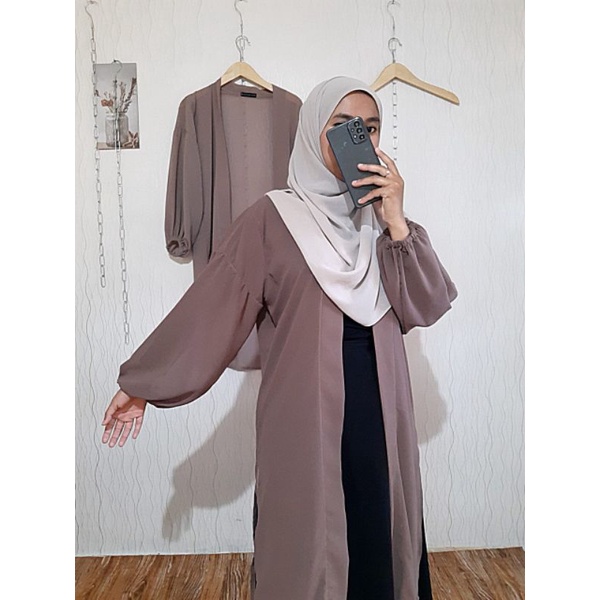 Outer Cardigan Wanita Lengan Panjang Ceruty Babydoll Muslim All Size/Ceruty Babydoll Outer Wanita Mu