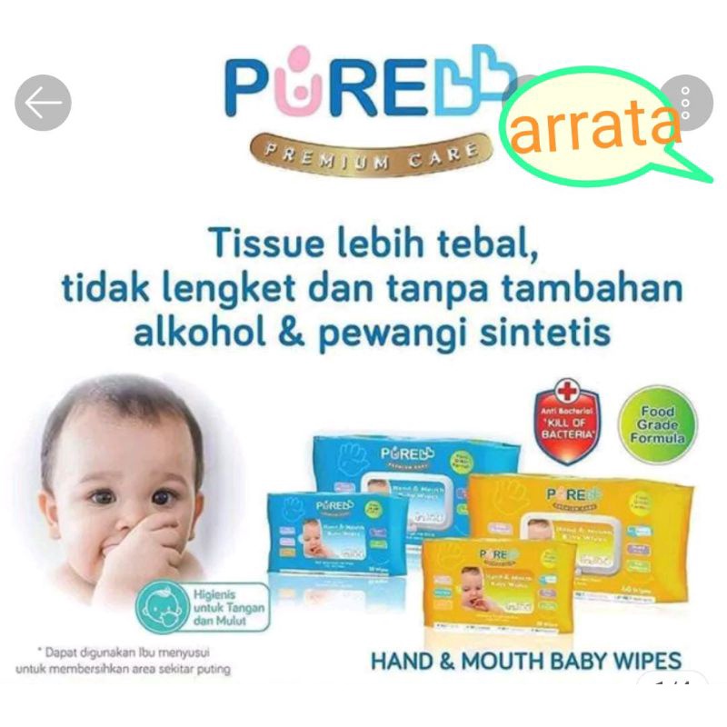 PureBB Hand&amp;Mouth wipes 60sheets