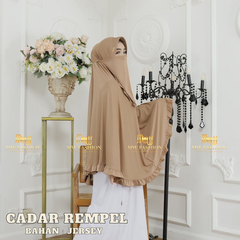 FASHION MUSLIMAH Jilbab Cadar Super Jumbo Rempel/ Khimar Cadar Niqob Jersey /Jilbab Umroh Cadar / Kh