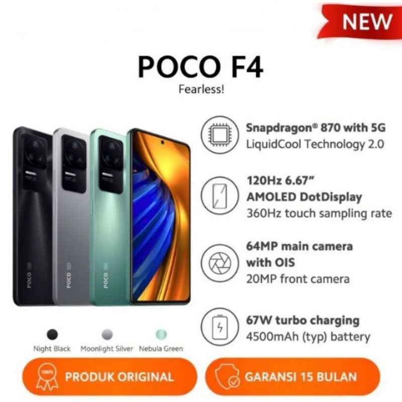 Xiaomi Poco F4 5G | 6 GB + 128 GB - 8 GB + 256 GB |