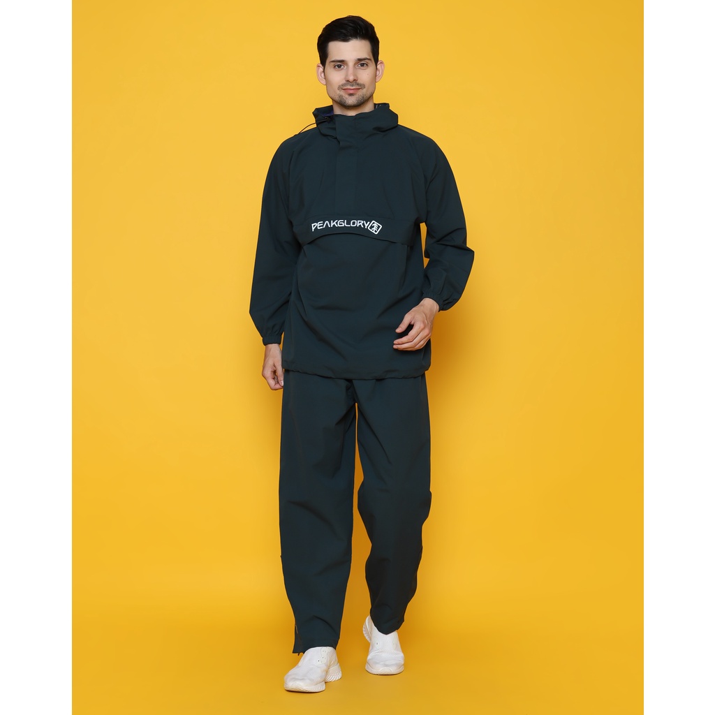 Jas Hujan Setelan Pria Wanita Velocity Bahan Tebal Kuat Elastis ANTI REMBES PEAKGLORY