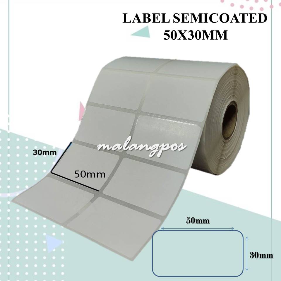 LABEL BARCODE SEMICOATED 50X30 2 LINE ISI 4000 CORE 1&quot; CETAK LABEL HARGA BARANG