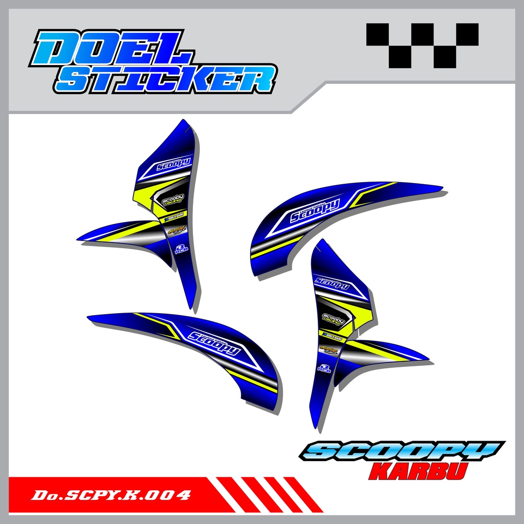 Sticker Striping Honda SCOOPY Karbu Tahun 2010-2013 List Variasi Hologram , Crome Doel 004
