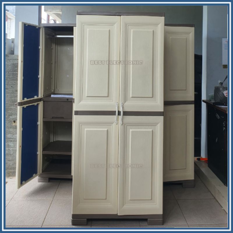 Lemari Plastik Olymplast OMC ST1 Graha 2 Pintu Pakai Laci Tanpa Kaca