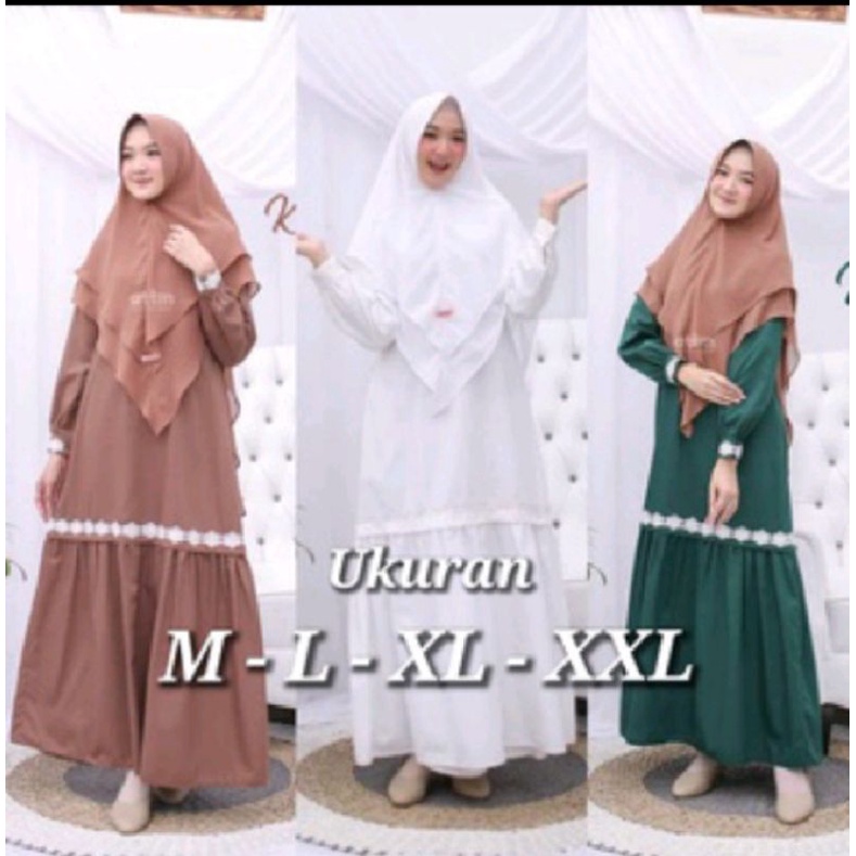 Gamis Aniyah Syar'i//Setelan Gamis Plus Hijab Syar'i