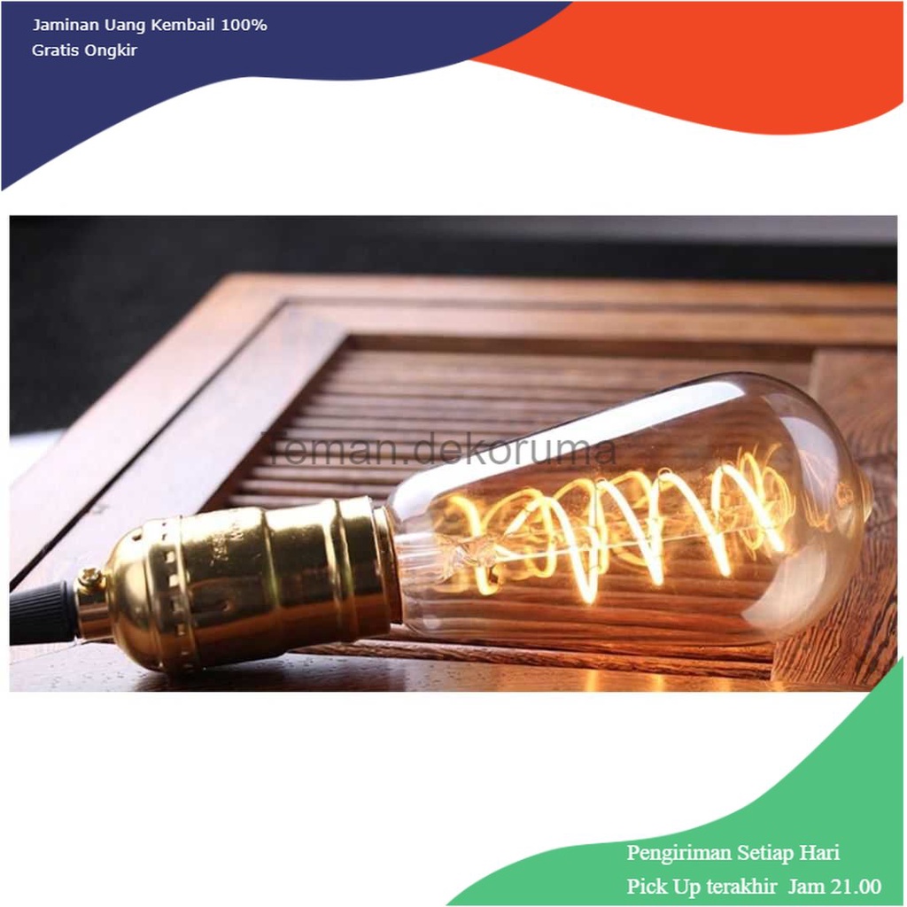 TD - LMP Grensk Lampu Pijar Filamen Bohlam Edison E27 Dimmable Warm White 4W - ST64