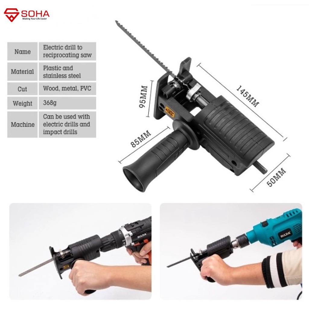 TK-12 Electric Saw Adapter Reciprocating Jigsaw / Konektor Electric Drill Jigsaw / Gergaji Bor Jig Saw Recipro / Saw Drill / Adaptor Bor Ke Gergaji