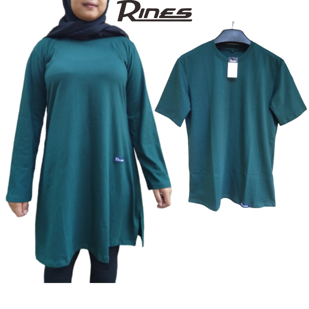 RINES Baju Kaos Tunik Muslim Couple Pasangan Lengan Pendek panjang Combed 20s