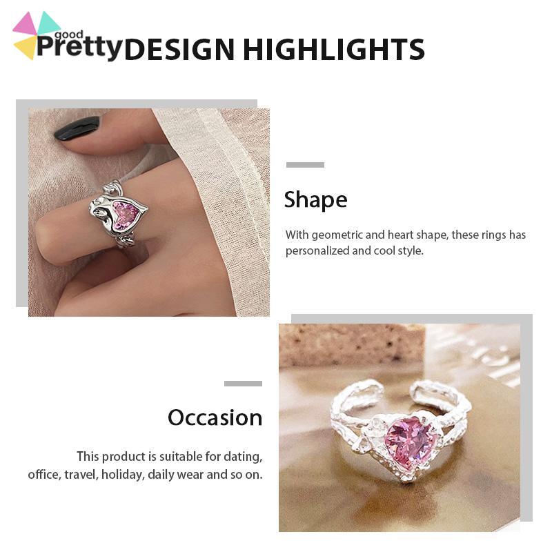 3PCS Cincin RetroDesain Ceruk  Temperamen Mewah  Buka Dapat Disesuaikan  Cincin Jari Telunjuk - PD