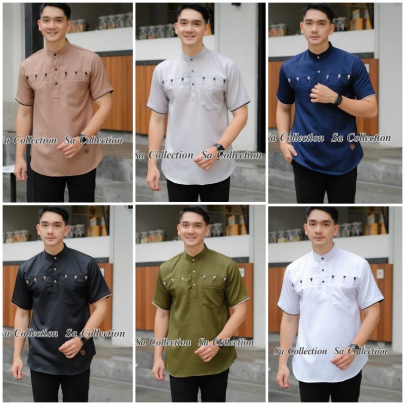 Baju Koko Kurta Dewasa Lengan Pendek Material Catton  Adem Serap Keringat