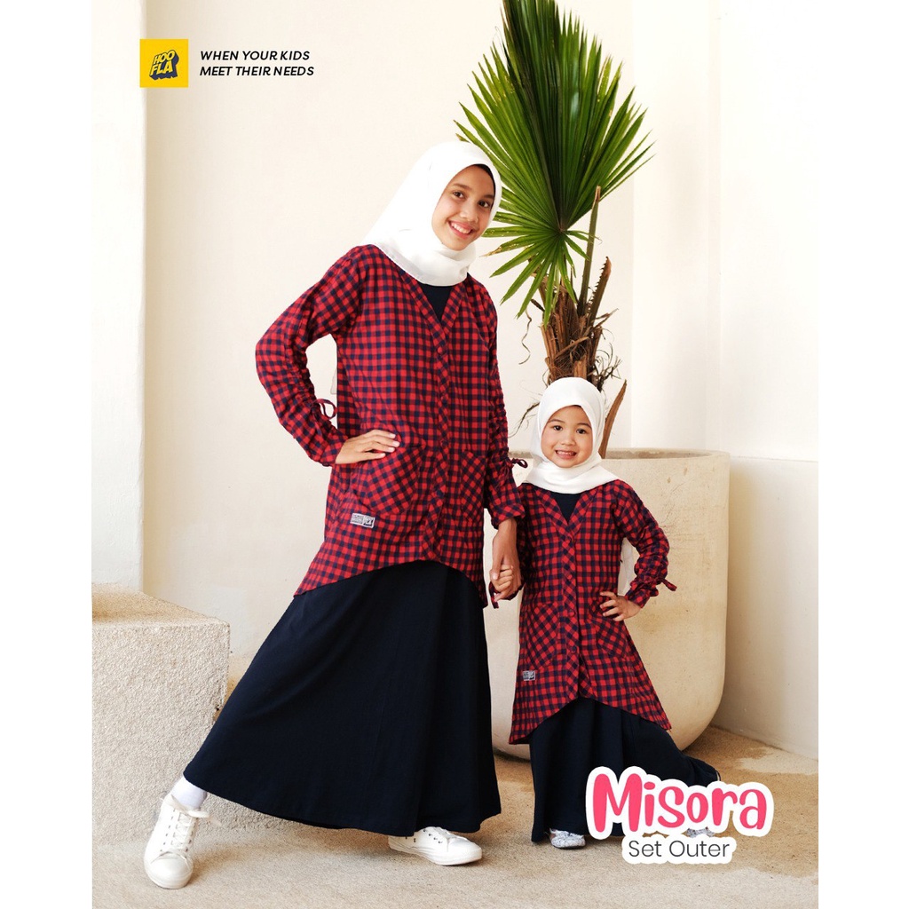 Setelan Cardigan Anak Perempuan Umur 3 - 14 Tahun Misora Baju Muslim Anak Perempuan Outer Hooflakids