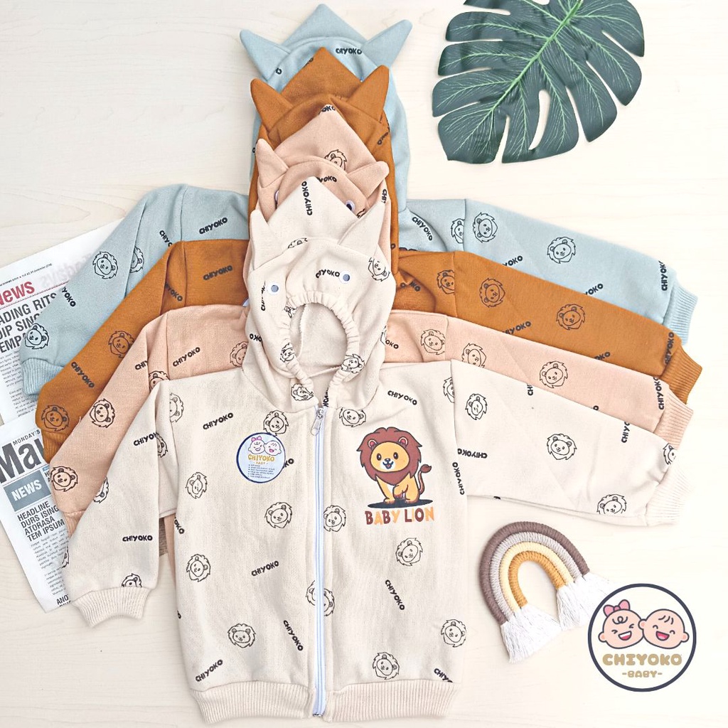 Jaket Hoodie Fleece Bayi, Sweater Anak Murah dan Hangat BABY LION Chiyoko Baby