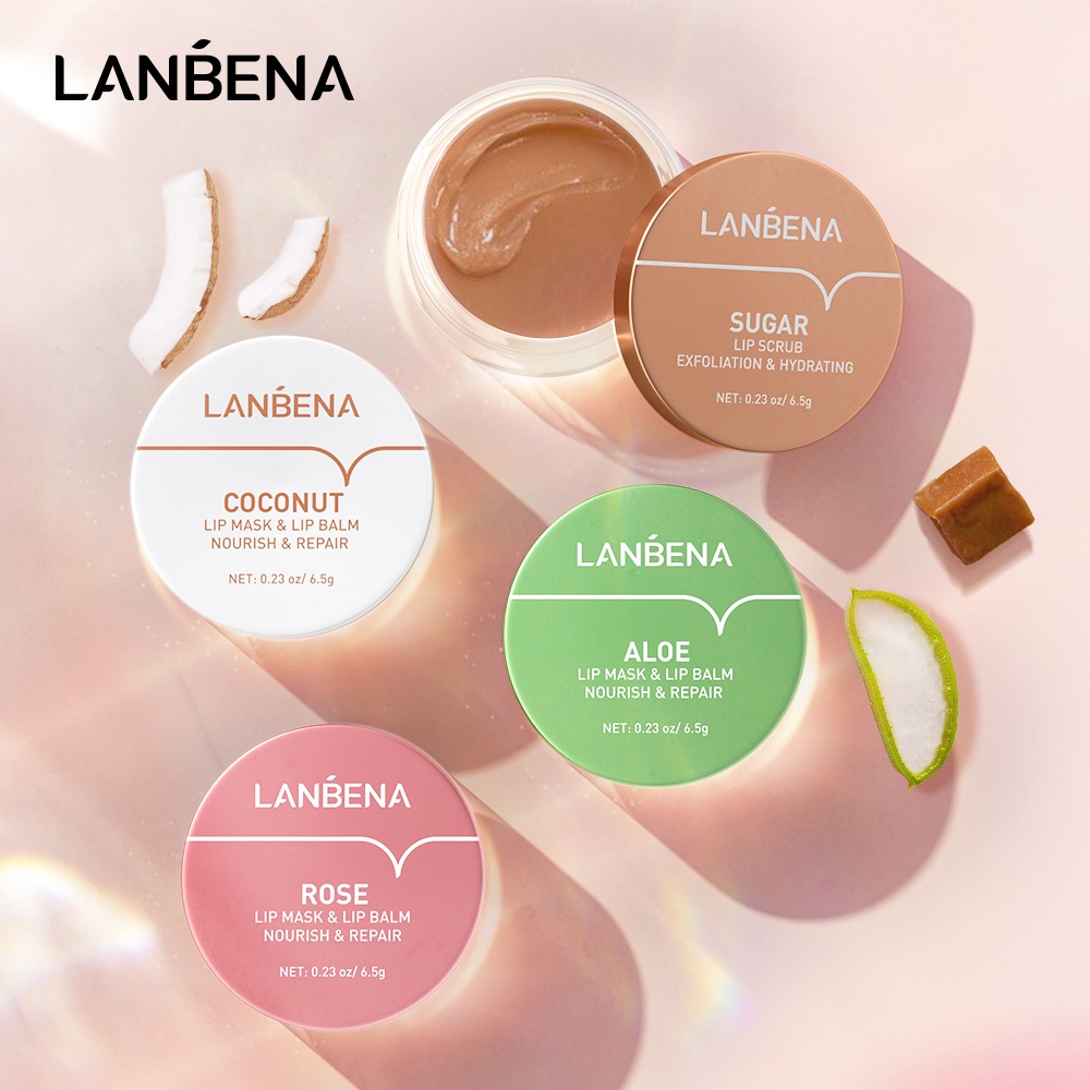 LANBENA Lip Mask Lip Balm - Lip Scrub Masker Bibir Melembabkan Repairing Plumping Hydrating Nourishing Perawatan Pelembab Masker Bibir