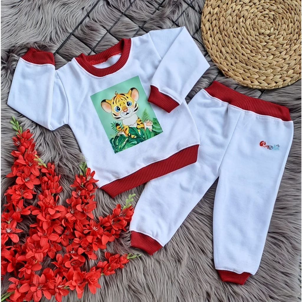 setelan sweater anak laki-laki/perempuan lengan panjang sablon DTF motif lucu