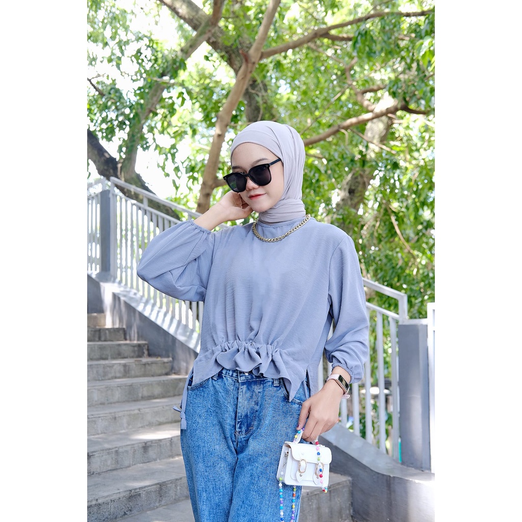 Rabella Puffy blouse polos serut bawah Sorella Blouse Serut AIRFLOW CRINKLE HITS OOTD SELEBGRAM FASHION Kemeja Oversize Serut Depan - Shirt Oversize -Kemeja Wanita Terbaru Aqella blouse by vitafa id | blouse serut | kemeja serut CRINGKLE REAL PICTURE