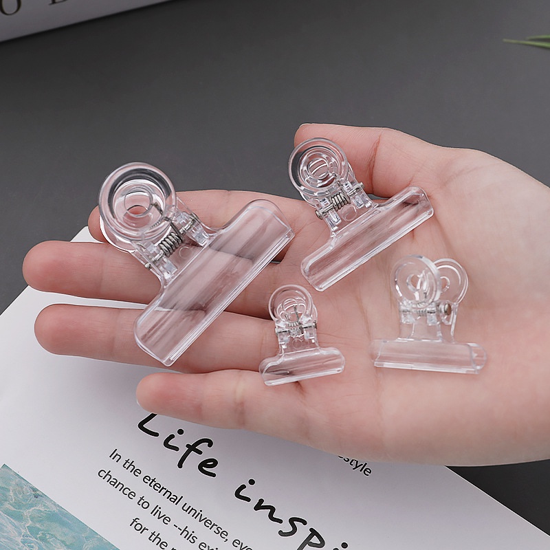 5pcs Penjepit Pas Multifungsi Mini Dokumen Kantor Tagihan Foto Dan Folder Kreatif Transparan Akrilik Klip Ekor Panjang Portabel Snack Sealing Clip