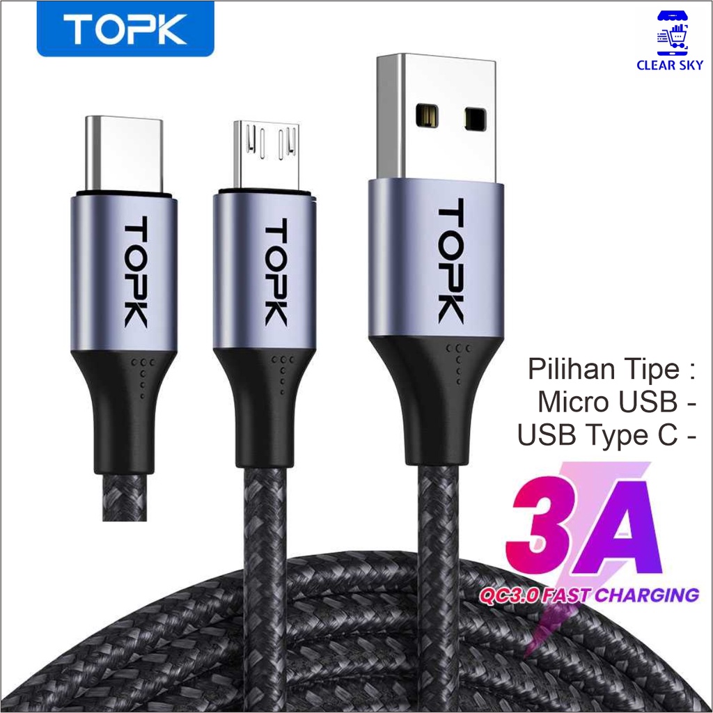 TOPK Kabel Charger Fast Charging 3A 1 Meter