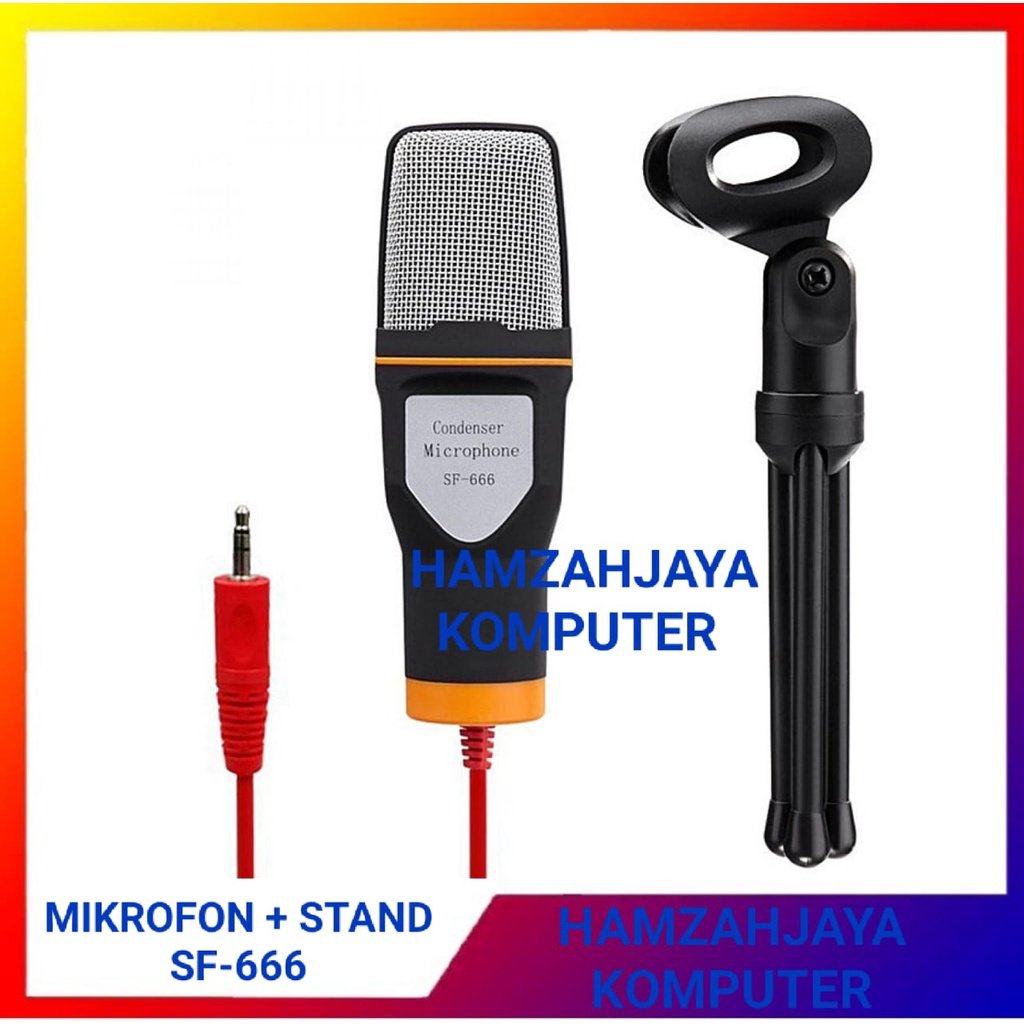 Microphone Condenser Studio Mic 3.5mm SF-666 + Stand