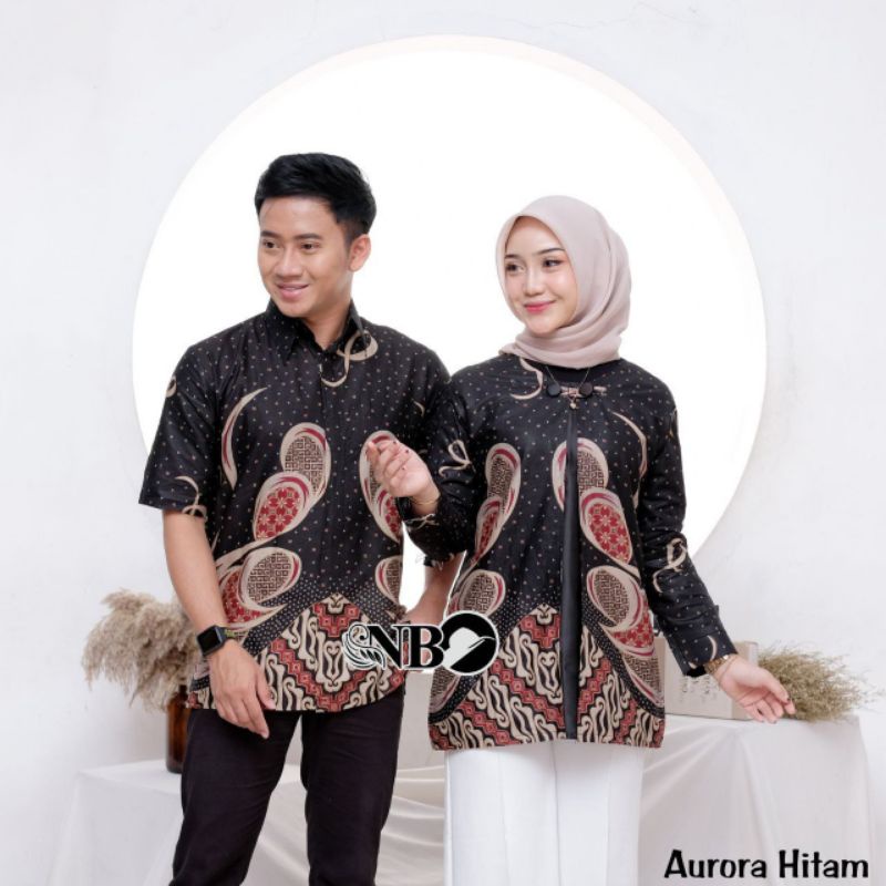 Couple Batik Atasan Wanita - Hem Lengn Pendek Cowok Pekalongan Bahan Katun Halus M L XL