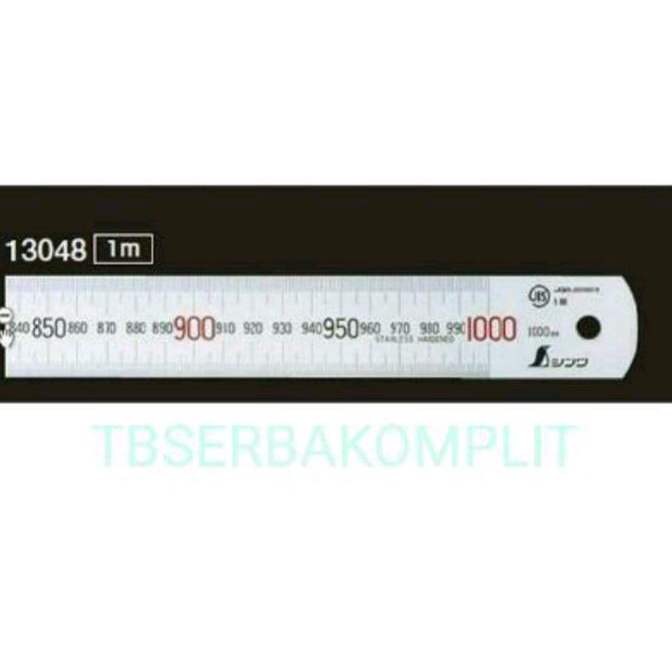 Ruler Mistar besi SS metric Scale Mili 13048 Shinwa 1000mm 1000 mm ori sumberh11 Murah
