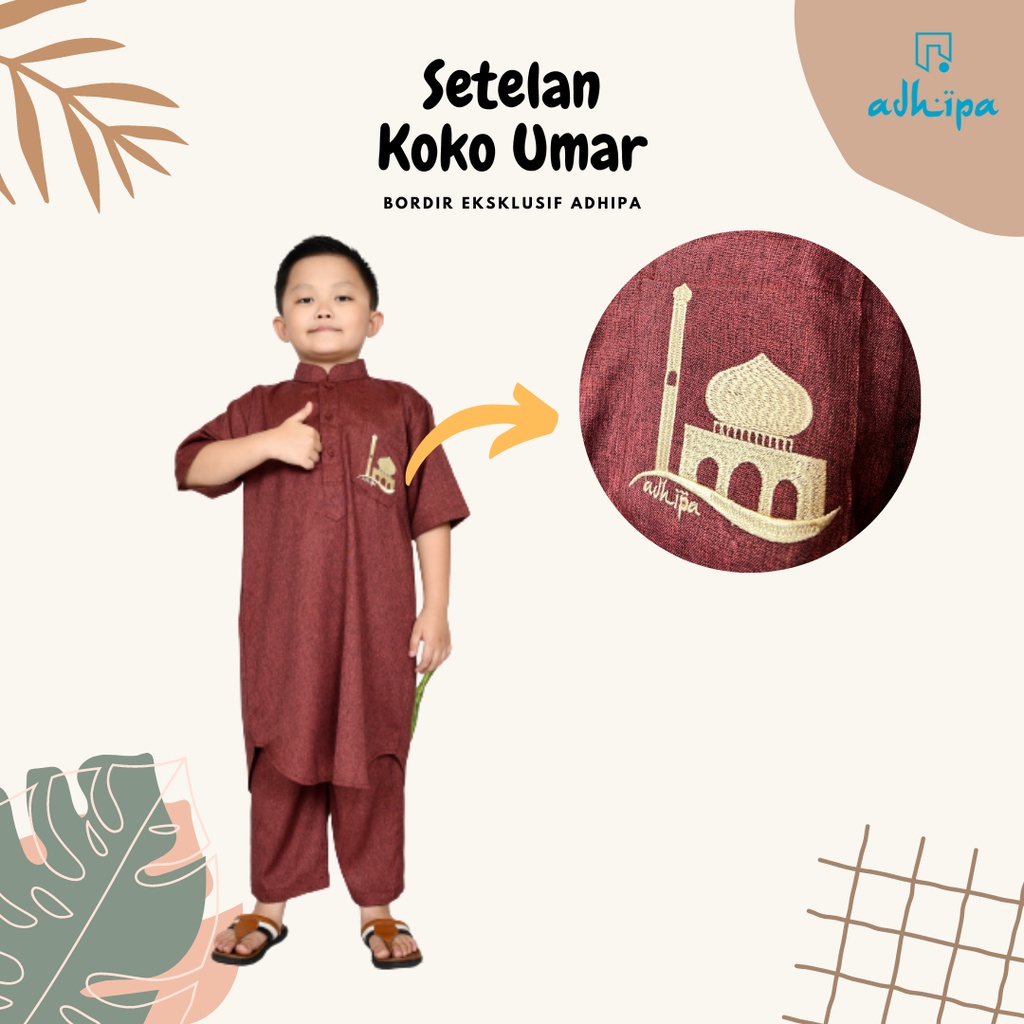 Setelan Koko Anak muslim laki-laki bordir mesjid by Adhipa