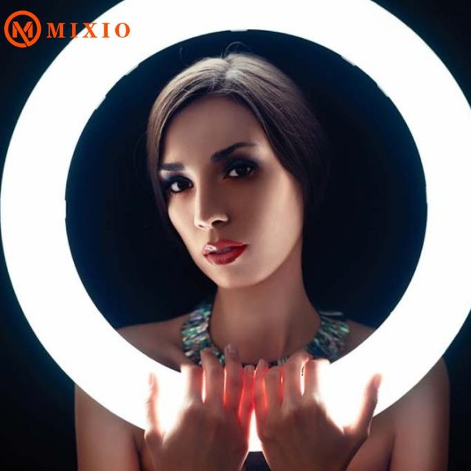 MIXIO Ring Light 56CM + Light Stand Tripod 2M 3 Phone Holder HQ-21