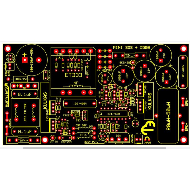 PCB SMPS SOS PLUS CLASS D500