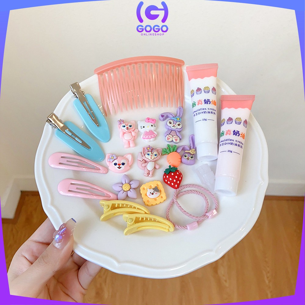 GOGO-C776 Jepit Rambut DIY Set With Clay Decorating Hair Pin Korean Style / Menghias Jepitan Karet Aksesoris Rambut Anak dengan Cream Import