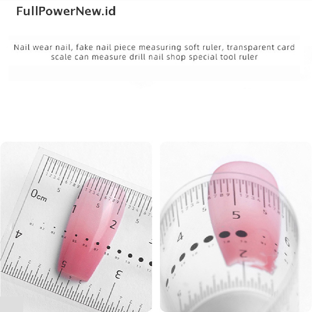 Power Art Penggaris Kuku Rhinestones Ukur PVC Penggaris Alat Ukuran Kuku Penggaris Transparan ID