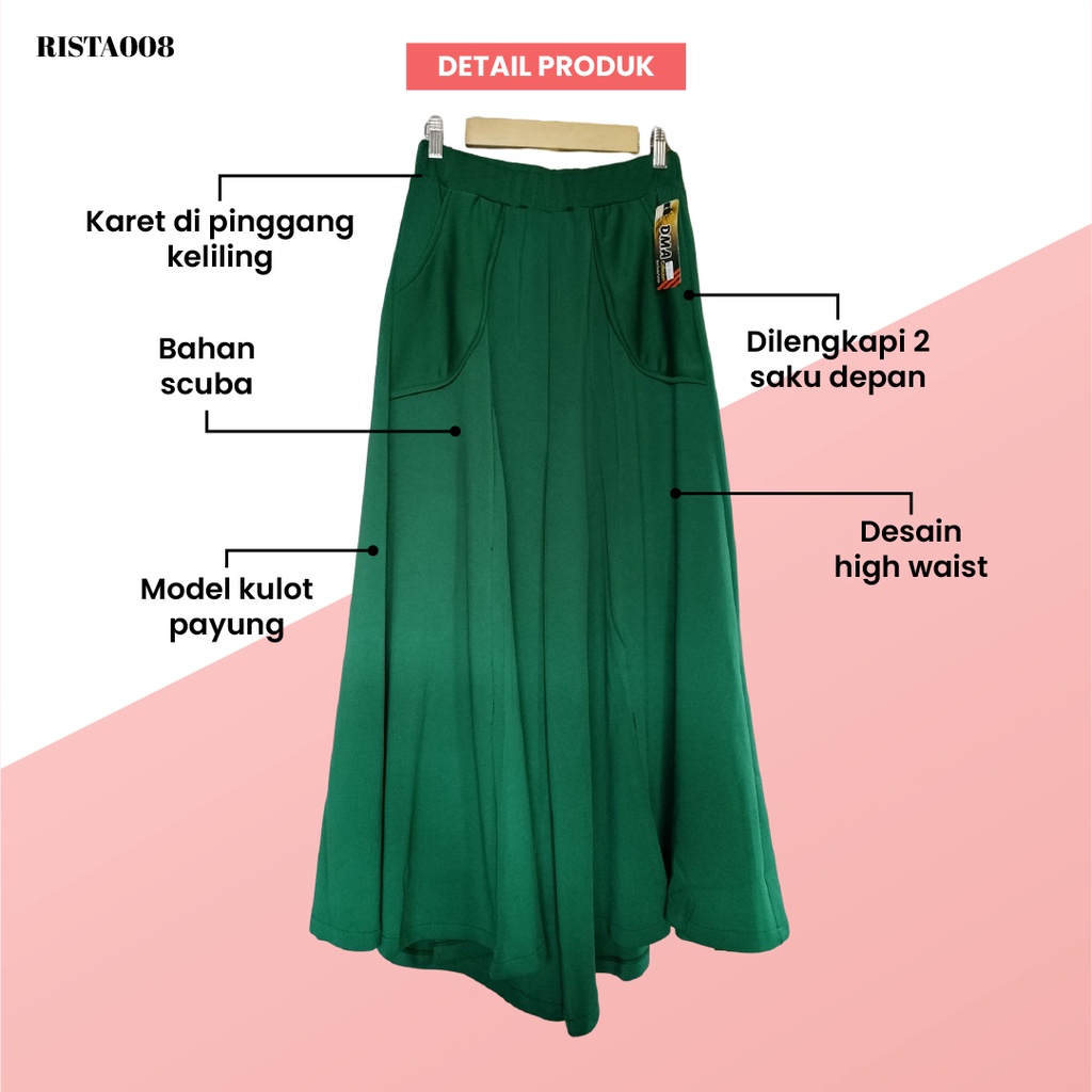 Celana Kulot Panjang Highwaist Duma Scuba Payung Big Size Wanita Kekinian Bahan Adem