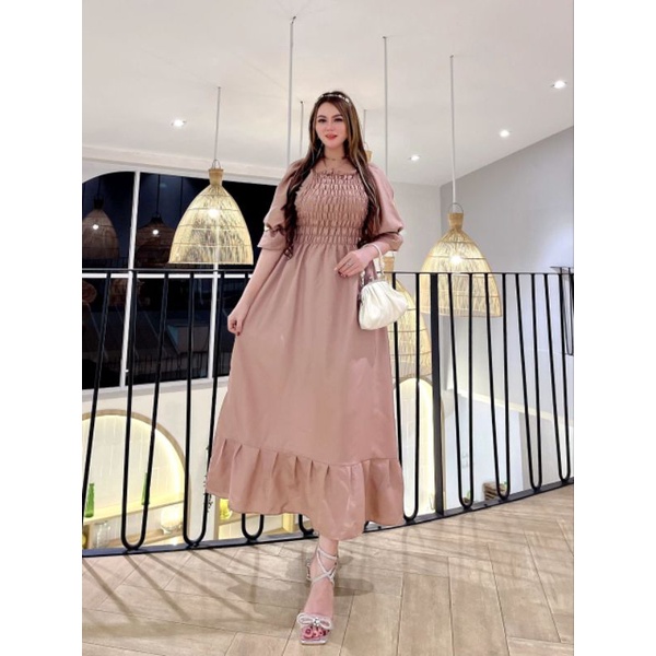 terbaru midi dress/dress wanita/dress semok depan belakang/pakaian muslim/wanita/bahan katun