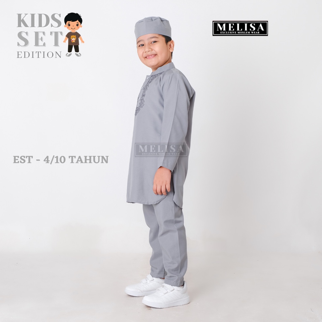Baju Koko Setelan Pakistan Anak Bahan Poli Katun Sepasang Baju Celana Dan Peci Size S-M -L Buat Anak 4 -10thn