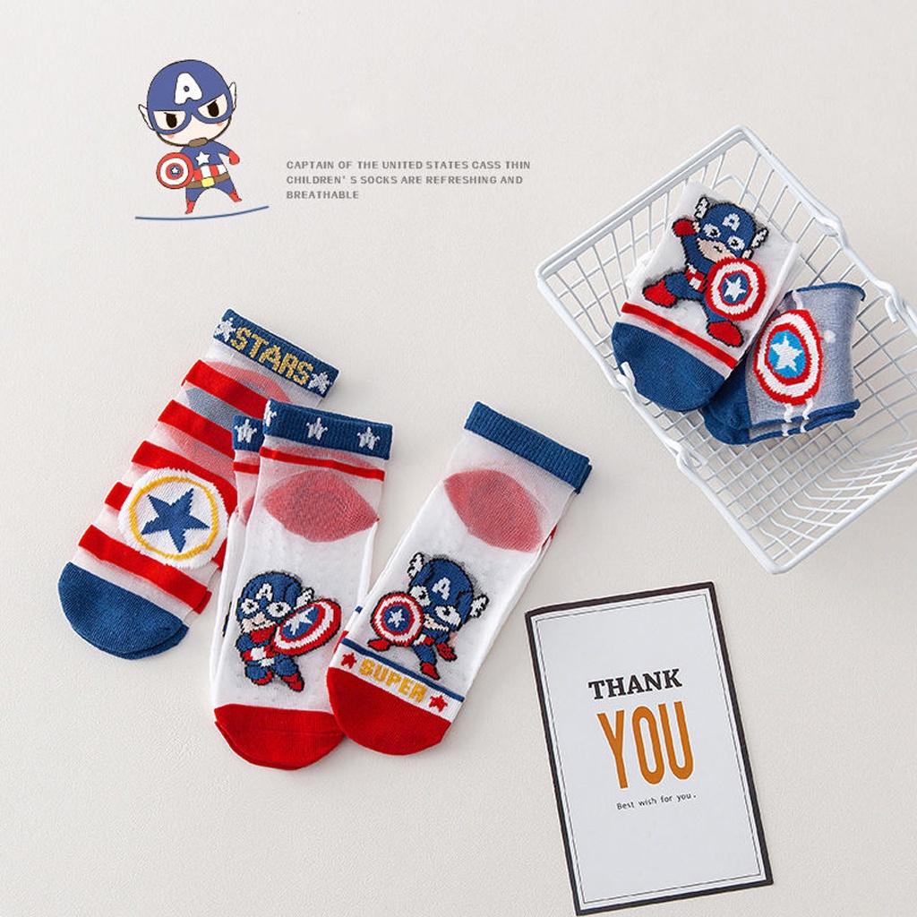 GTB Kaos Kaki Anak Motif Captain America Transparan Kaus Kaki Bayi Lucu KK046