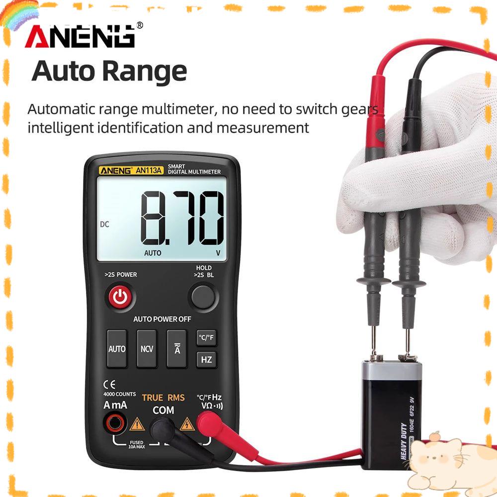 Solighter Digital Smart Multimeter ANENG AN113A 4000menghitungan True RMS AC/DC Transistor Pengukur Tegangan