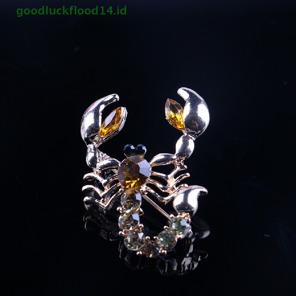 [GOOGFOUR] Bros Syal Kristal Bersinar Bros Berlian Imitasi Bros Hewan Scorpion Brooch Pin [Atas]