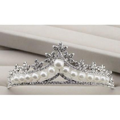 Aksesoris Rambut Wanita: Mahkota Tiara Dengan Bahan Kristal Berlian Buatan Dan Mutiara BARU