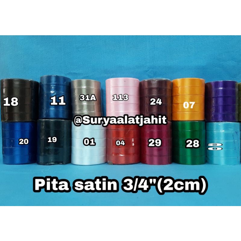 Pita Satin 3/4in (2cm) +/-20Y/pcs =rp.5.300/1pcs