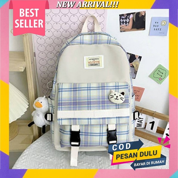 Tas Ransel Rangsel Rensel Punggung Sekolah Sekola Anak Perempuan Backpack Cantik Laptop Leptop Hitam