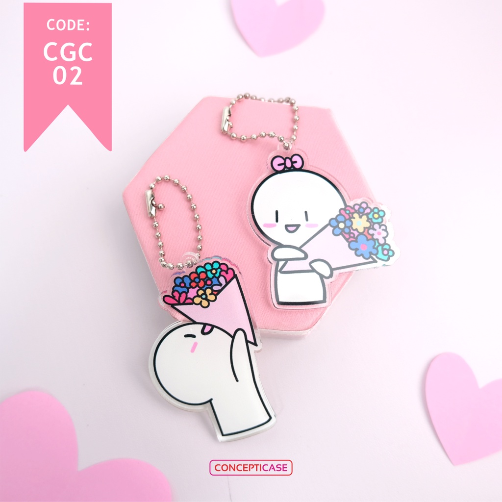 GANTUNGAN KUNCI COUPLE SPECIAL VALENTINE CUSTOM UVPRINT KEYCHAIN AKRILIK 2PCS