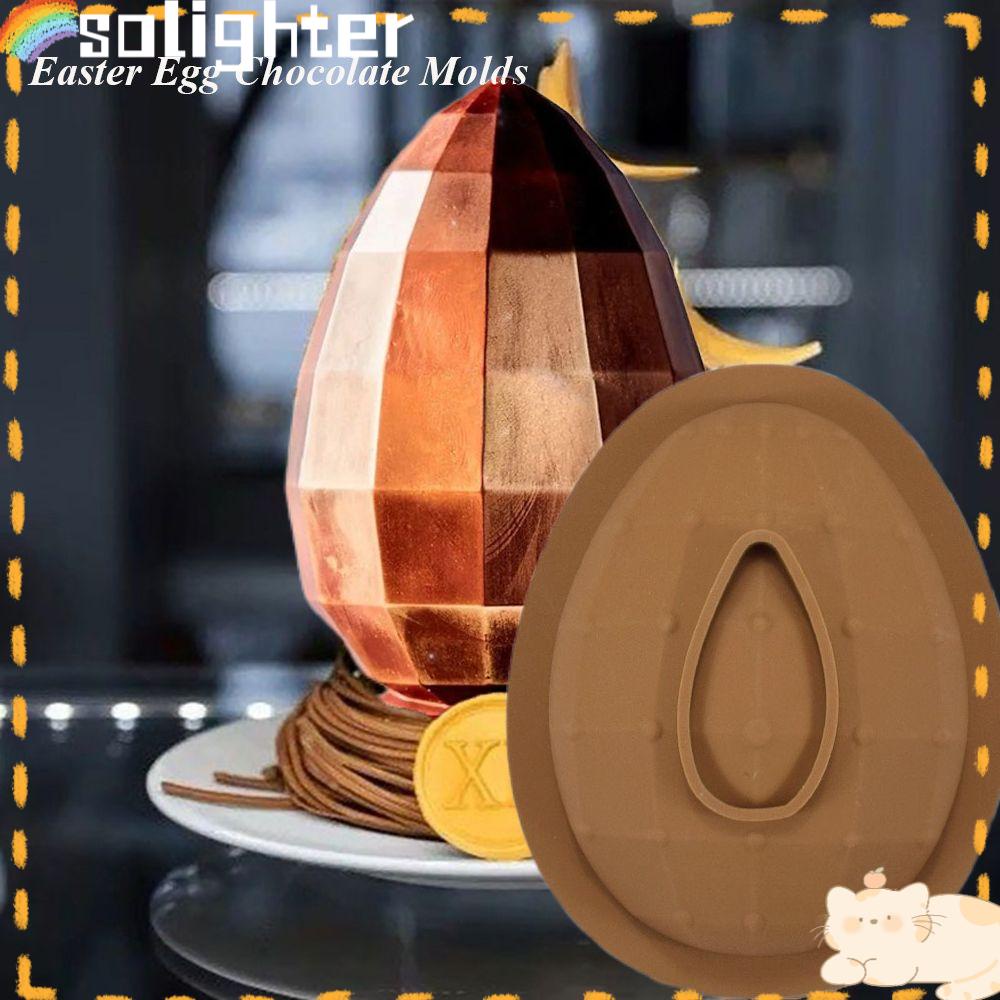 Cetakan Silikon SOLIGHTER Telur Paskah Alat Kue Lembut Happy Easter Breakable Diamond Half Egg