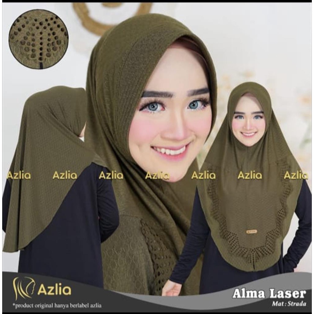 (Original Azlia) Bergo Alma Rempel Laser Motif Timbul - Hijab Instan